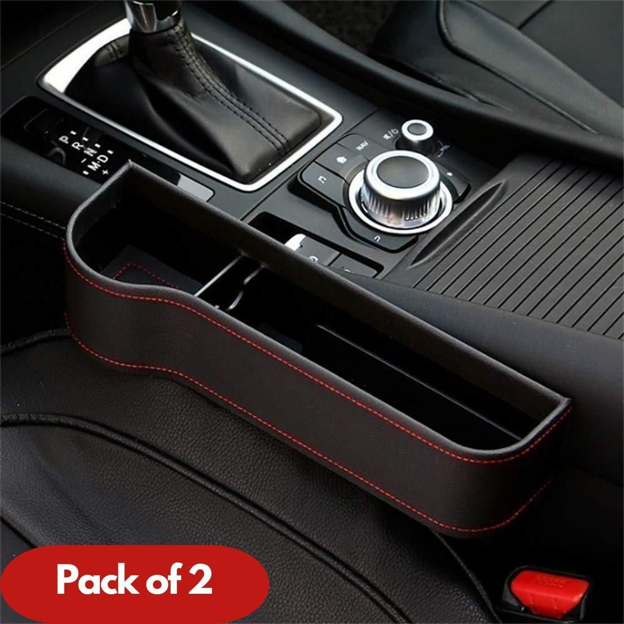 Seat Pockets PU Leather Car Console Side Organizer Pack of 2