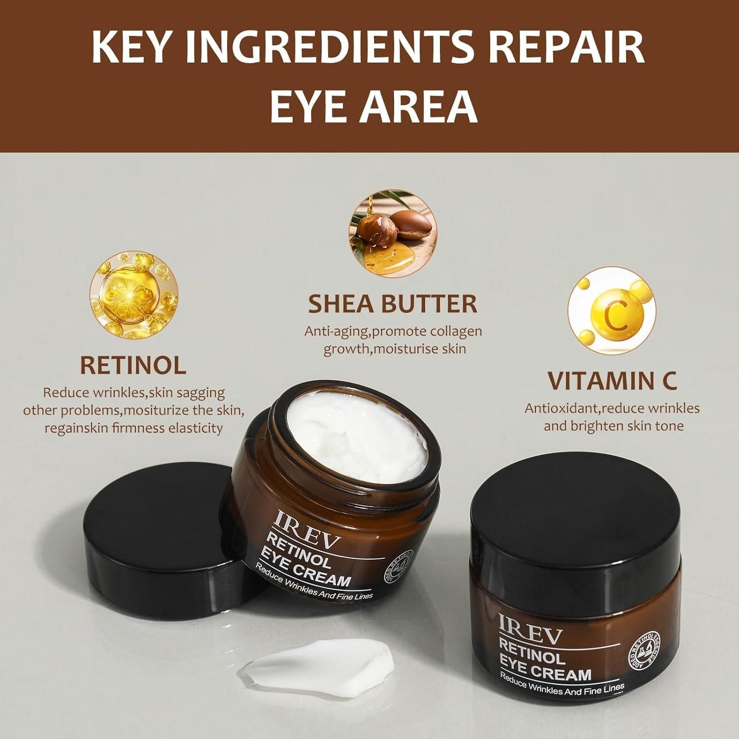Retinol Eye Cream – Anti-Wrinkle, Dark Circle & Puffiness Treatment – Visible Results in 14 Days